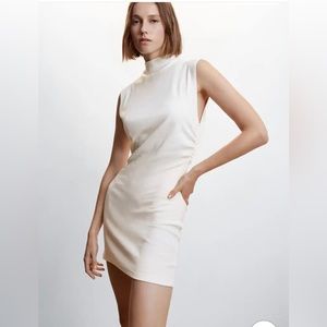 MANGO high neck ruched side dress size XXS